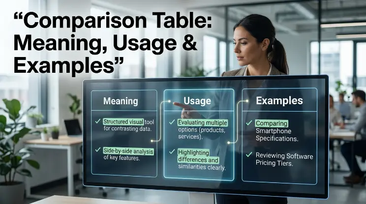 Comparison Table: Meaning, Usage & Examples