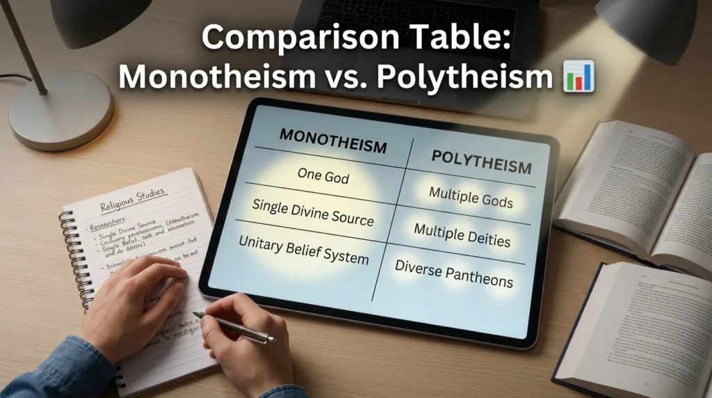 Comparison Table: Monotheism vs. Polytheism 📊