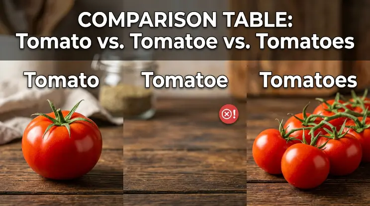 Comparison Table: Tomato vs. Tomatoe vs. Tomatoes